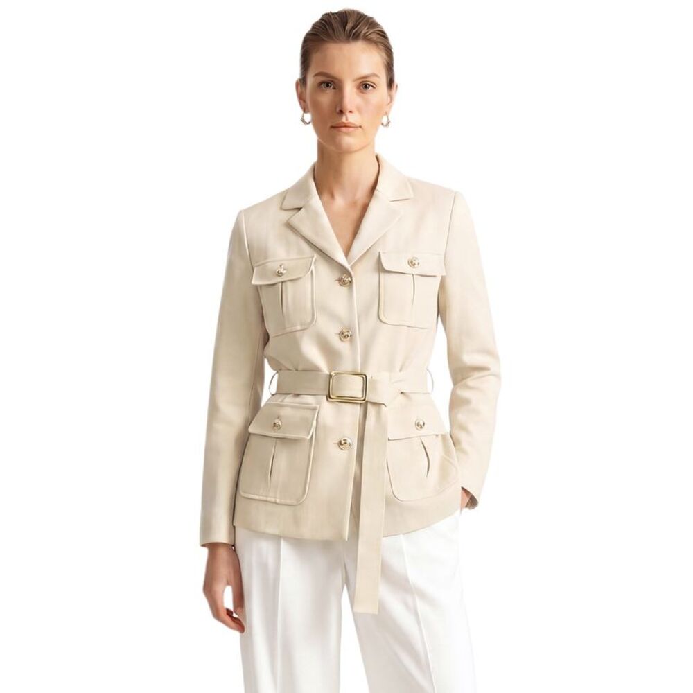Women Business Notched Lapel Long Sleeves Blazer Suit Jackets Apricot